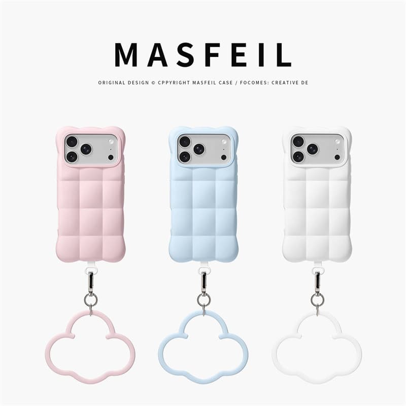 เมฆที่มีสีสันพร้อมเชือกแขวนซิลิโคนเคสโทรศัพท์เข้ากันได้สําหรับiPhone 17promax 16promax 15promax 17pro 16pro…
