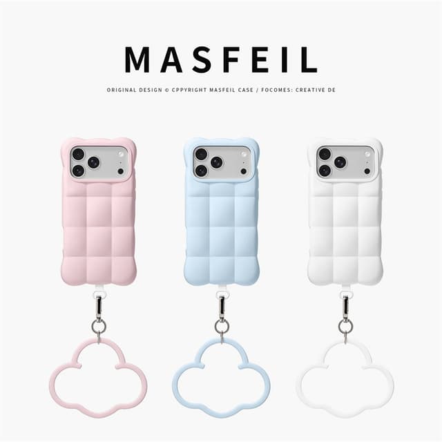 เมฆที่มีสีสันพร้อมเชือกแขวนซิลิโคนเคสโทรศัพท์เข้ากันได้สําหรับiPhone 17promax 16promax 15promax 17pro 16pro…