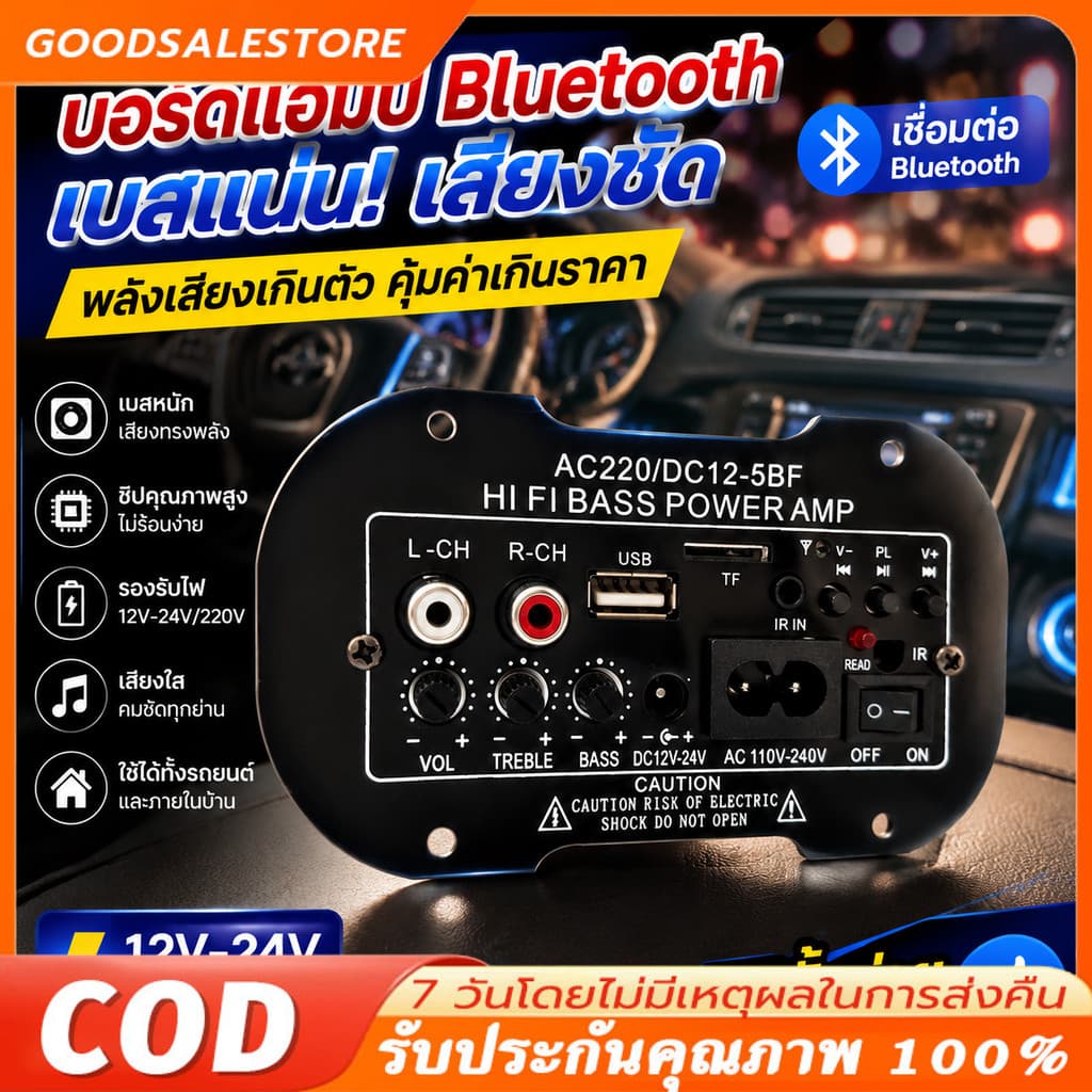 แอมป์จิ๋ว 12V แอมป์บลูทูธ 900W ขยายเสียง12v/24v เครื่องขยายเสียง 2ch 220v bluetooth แอมป์ บลูทูธ 12v…