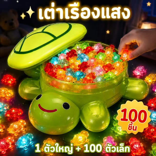 ของเล่นเต่าเรืองแสง 100pcs ตุ๊กตาตกแต่งโต๊ะ รูปปั้นแอ็คชัน ชุดใหญ่คุ้มสุดๆ ของขวัญวันเกิดเด็ก…