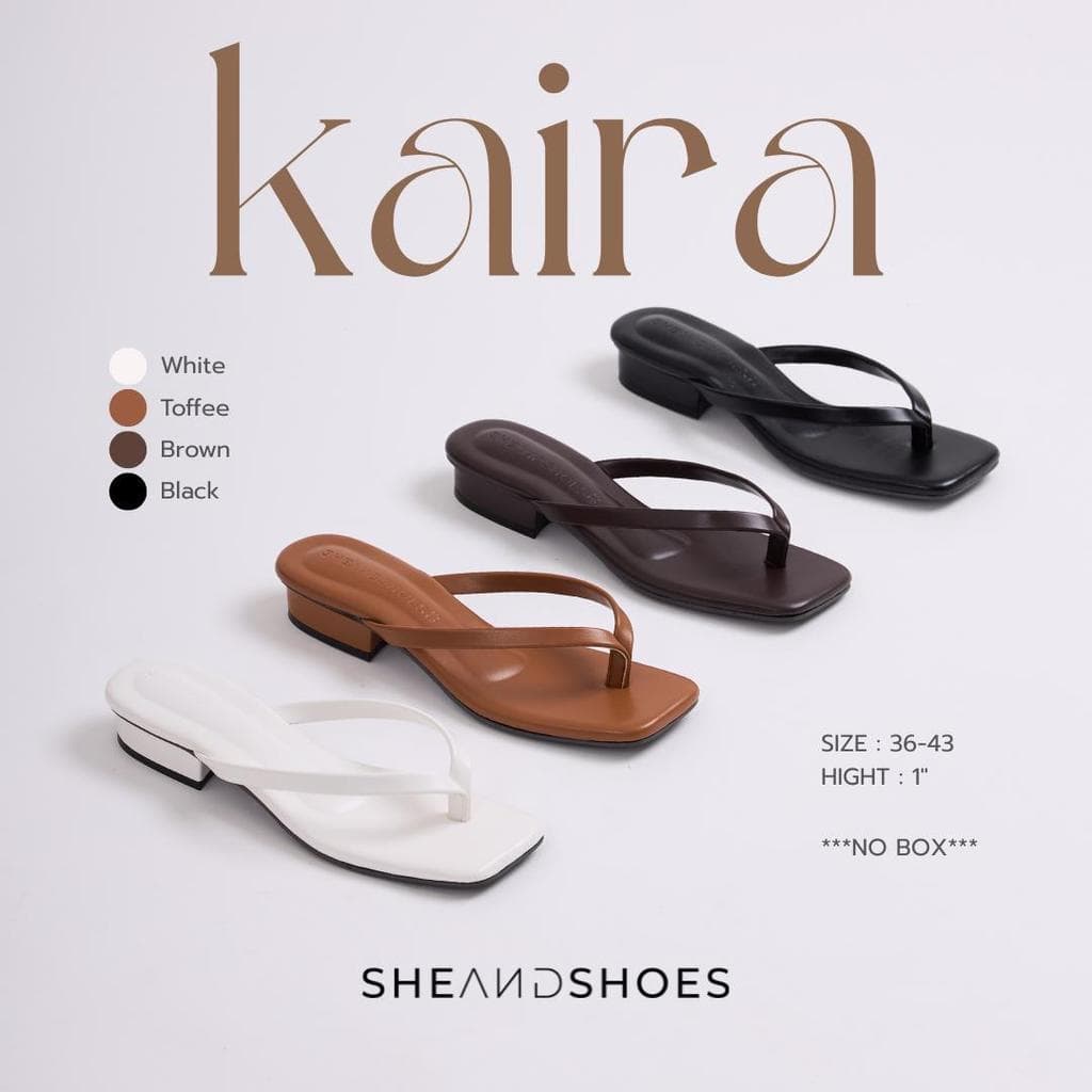 🛵 ส่งด่วน กทม. 💗 Kaira รองเท้าหูคีบ ส้นสูง 1 นิ้ว [Sz.36 - 43] สายคีบนิ่ม พื้นนุ่ม (**แนะนําเพิ่มไซส์**)