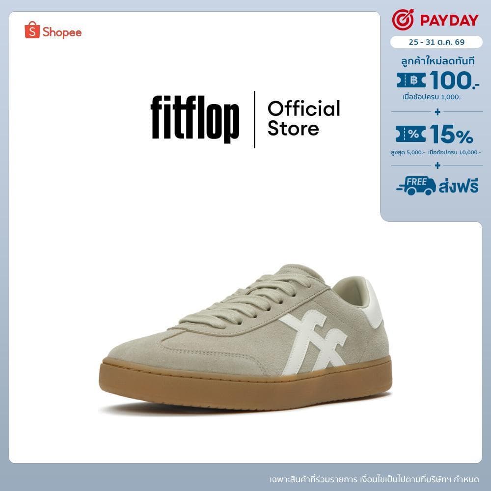 FITFLOP THE DASH T-TOE SUEDE SNEAKERS รองเท้าผ้าใบผู้ชาย รุ่น A6F-D84 สี SAGE GREEN/WHITE