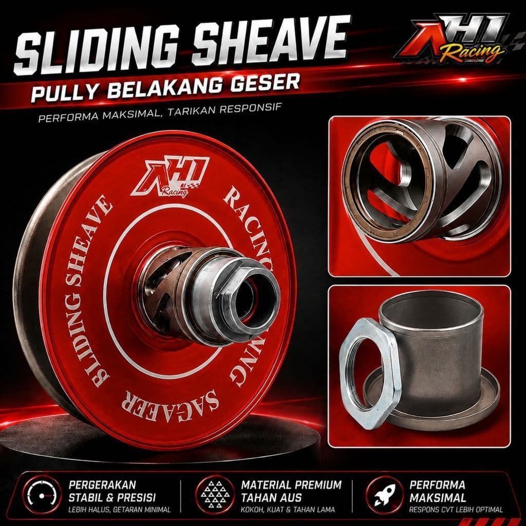รองเลื่อน Sheave AH1 Racing Pulley ด้านหลัง CVT Vario Beat Scoopy Genio PCX ADV Aerox NMAX Lexi Mio J Mio M3…
