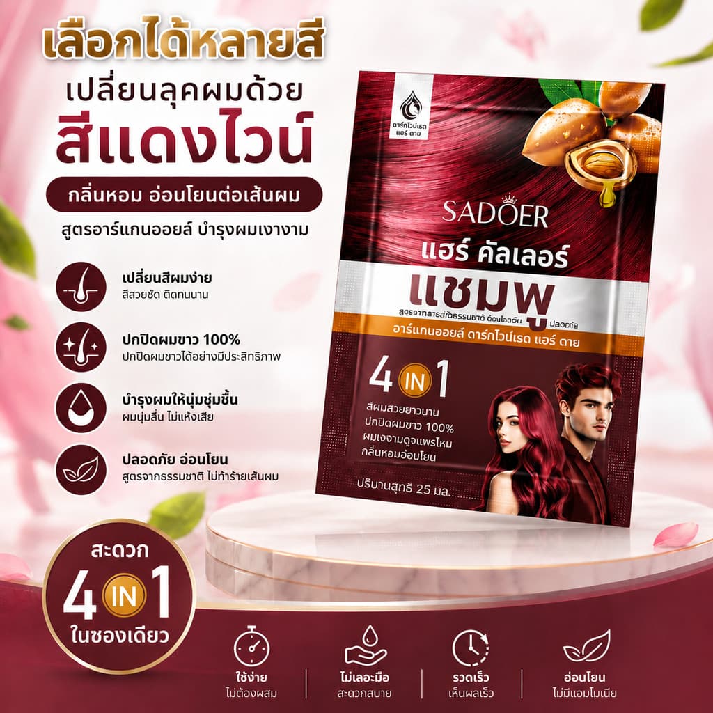 ย้อมผม สีธรรมชาติ ไม่ต้องผสมสี อ่อนโยน ไม่ระคายเคือง โฟมย้อมผมยอดนิยม 25มล.