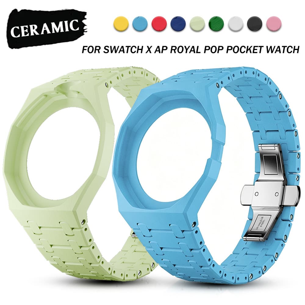 Luxury Ceramic Mod Kit ใช้งานร่วมกับ Swatch X AP Royal POP Changer นาฬิกากรณี + Link สร้อยข้อมือนาฬิกา Mod…