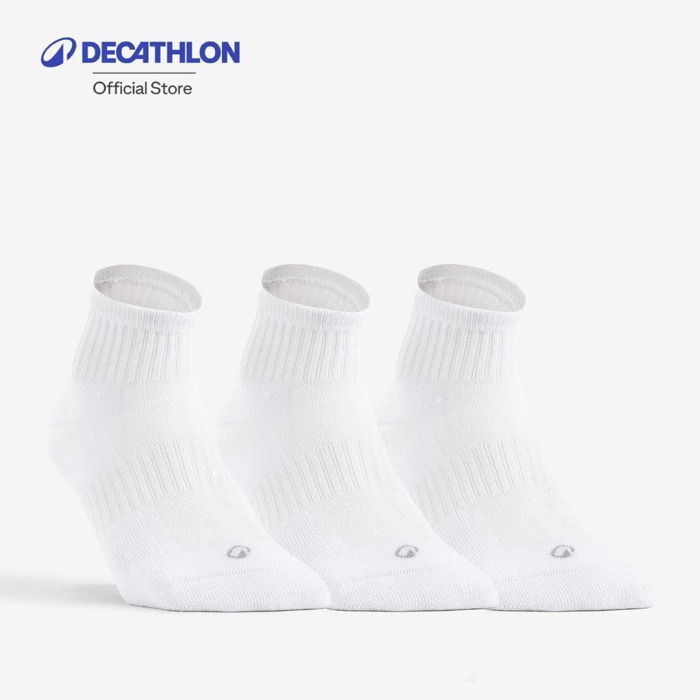 Decathlon Mid-High Sports Socks Tri-Pack Rs 500 ถุงเท้ากีฬาข้อกลางรุ่น Rs 500 แพ็ค 3 คู่ - White รูปที่ 1