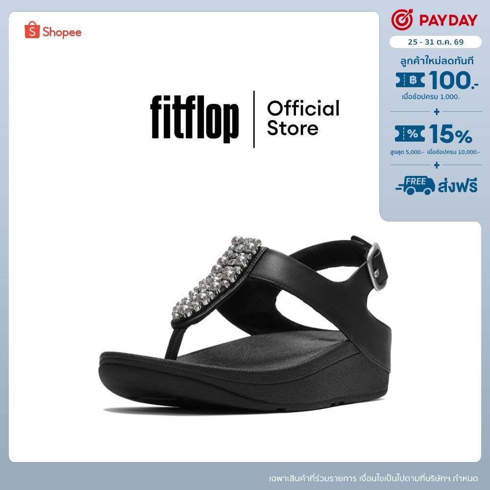 FITFLOP FINO PEARLS-AND-CRYSTAL B/S รองเท้าแตะแบบรัดส้นผู้หญิง รุ่น A2L-001 สี BLACK
