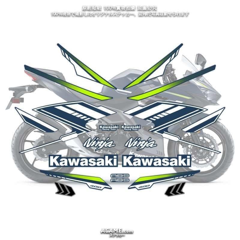 AGAME สติ๊กเกอร์ติดรถ KAWASAKI KAWASAKI NINJA400 ZX4r Ninja 400 กันน้ําสติกเกอร์พวงมาลัยรถยนต์เต็มรูปแบบ