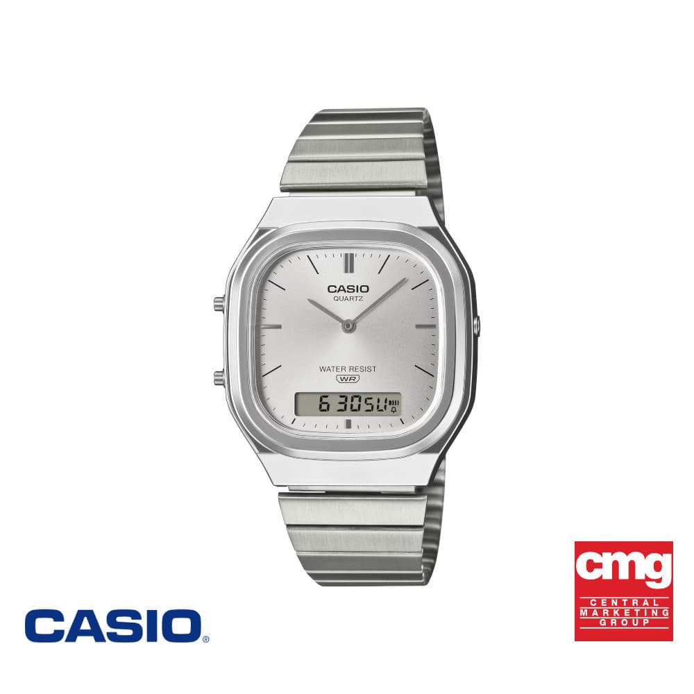 CASIO นาฬิกาข้อมือ CASIO รุ่น AQ-240E-7ADF สายสเตนเลส สีเงิน รูปที่ 1