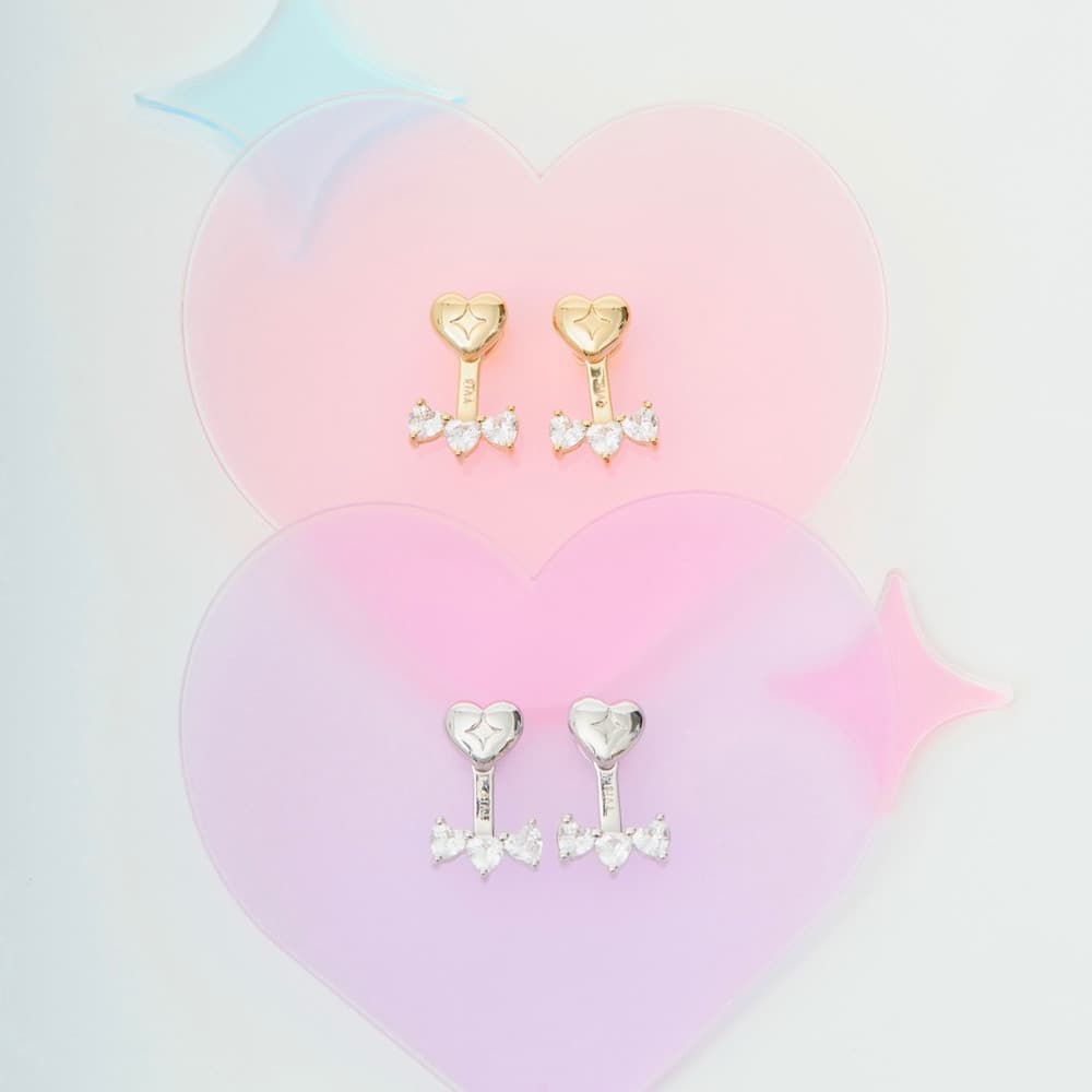 YVIS Linked Heart Stud Brass Earring - Vellink Collection
