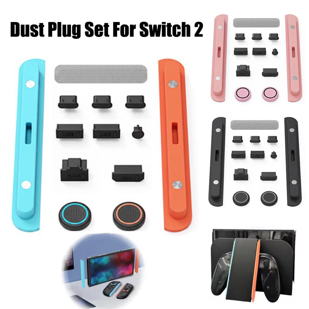 ชุดป้องกันฝุ่นพร้อม Thumb Girp Caps สําหรับ Nintendo SWITCH 2 ป้องกันฝุ่นซิลิโคนพอร์ตปลั๊ก Anti-Scratch…