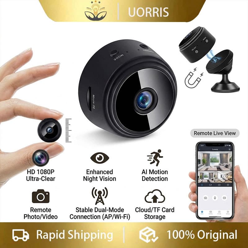 UORRIS กล้องวงจรปิดจิ๋ว กล้องแอบ กล้องวงจรปิดไร้สาย wifi กล้องไลฟ์สด ไม่ต้องต่อไวไฟก็ดูได้ ดูผ่านมือถือได้