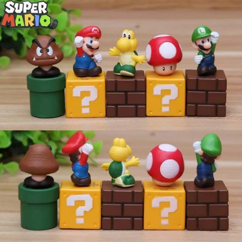 Super Mario Action Figures 5 ชิ้น/เซ็ต Luigi Yoshi ตุ๊กตาอะนิเมะคอลเลกชันเครื่องประดับตกแต่งเค้กของเล่นเด็กของ…