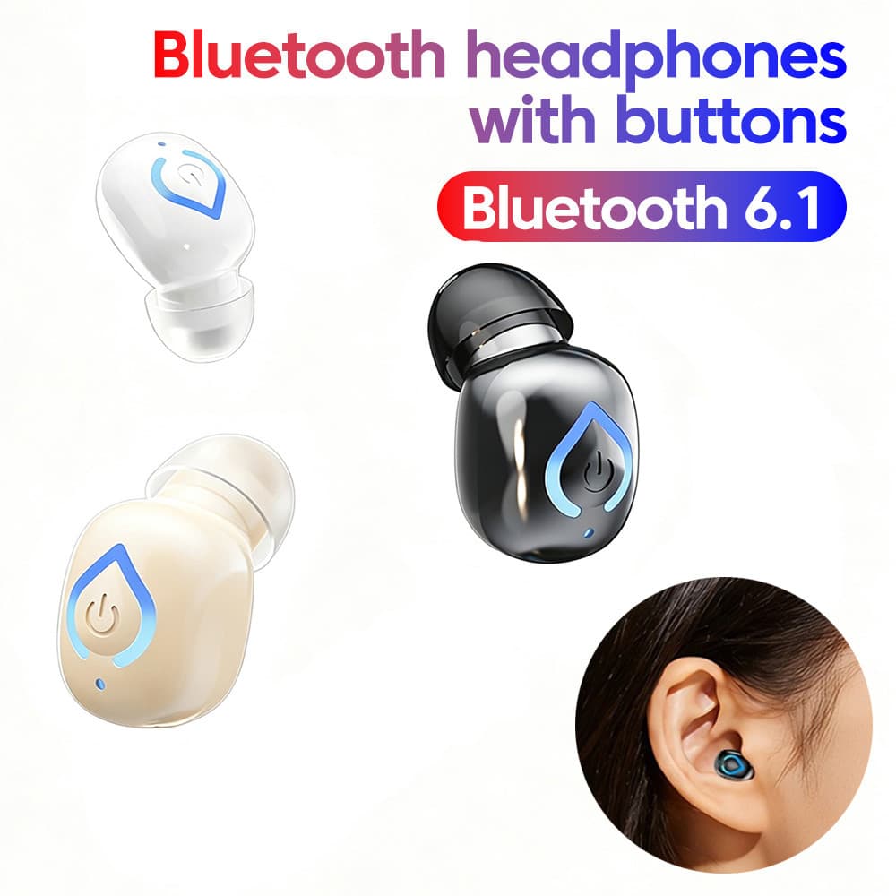 Elough V08 Mini Bluetooth V6.1 หูฟังไร้สายเดี่ยวพร้อมปุ่มตัดเสียงรบกวนหูฟังบลูทูธไร้สายปุ่มหูเดียวหูฟังกันน้ํา