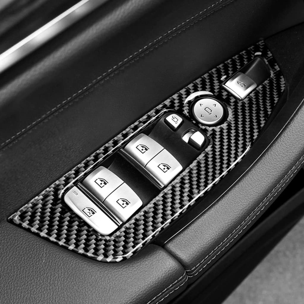 รถหน้าต่างลิฟท์ปุ่มสวิทช์แผงตกแต่งสติกเกอร์คาร์บอนไฟเบอร์สําหรับ BMW G01 2018-2020 G02 2019-2020 X3 X4 Series…