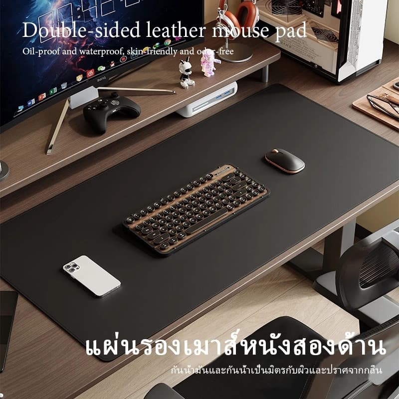 ที่รองเมาส์ แผ่นรองเมาส์ แผ่นรองเมาส์หนังกันลื่นขนาดใหญ่ ลายกราฟิก หนานุ่ม แผ่นรองโต๊ะทํางาน กันลื่นและกันน้ํา