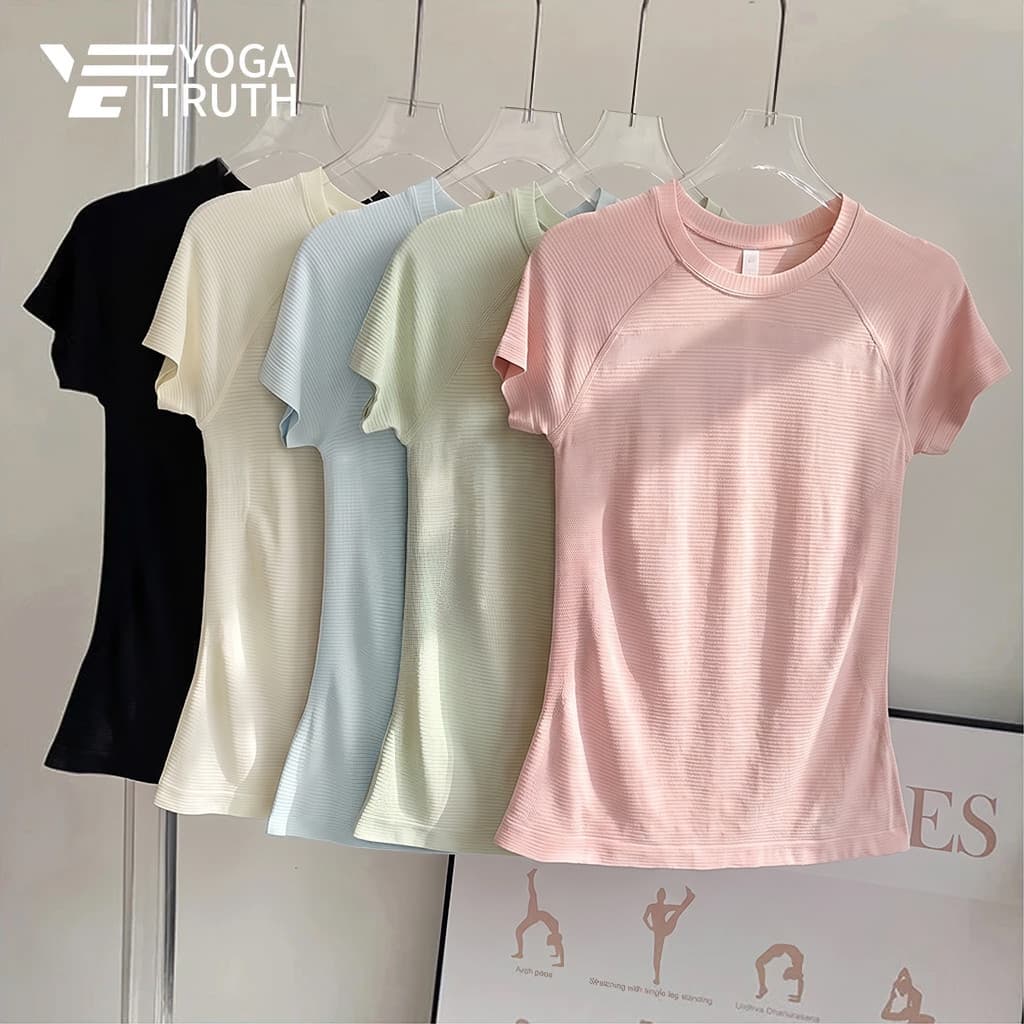 YOGATRUTHSports Top Seamless Round Neck Breathable Slimming เสื้อยืดออกกําลังกายวิ่ง