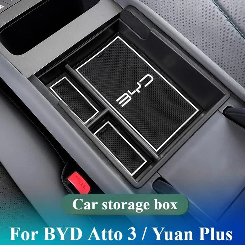 สําหรับ BYD ATTO 3 หยวน Plus 2025 2026 กล่องที่เท้าแขน Central Control ภายในรถกล่องเก็บ Auto Lucky TH