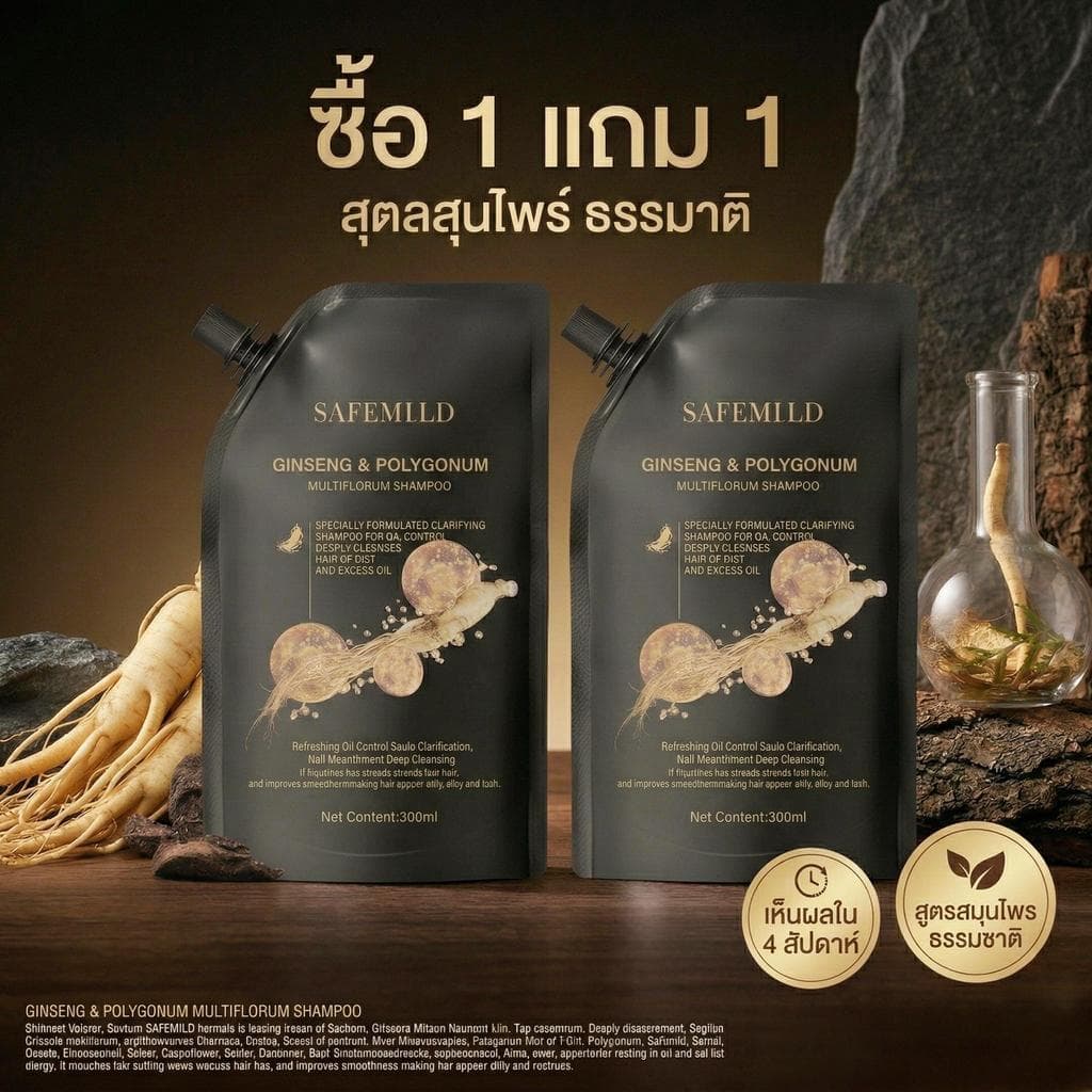 SAFEMILD แชมพูสูตรสมุนไพรโบราณ สืบทอดจากปู่ย่า สําหรับการบํารุงผมด้วยส่วนผสมธรรมชาติ