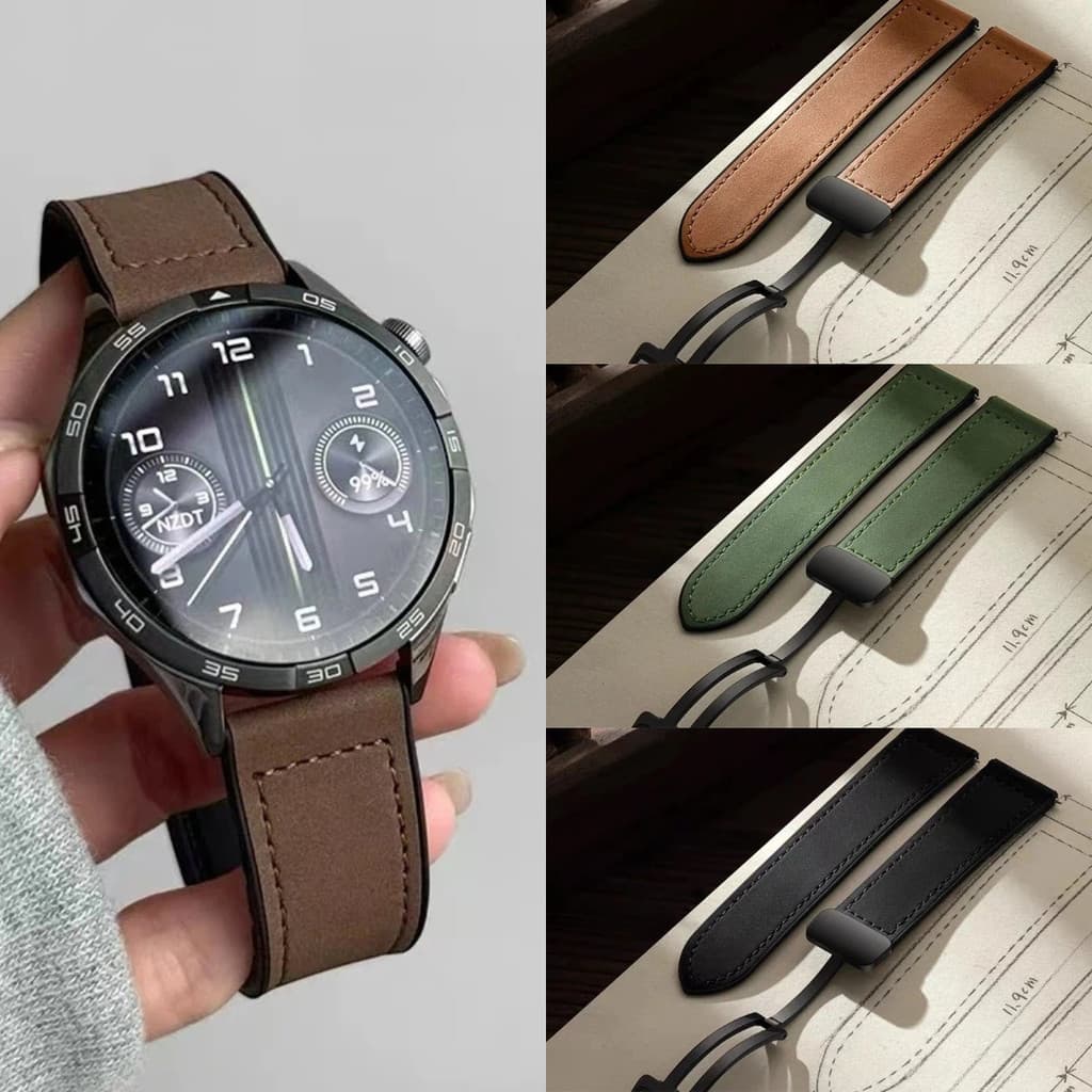 สําหรับ 22MM 20MM 18MM สายนาฬิกาหนังแม่เหล็กสําหรับ Garmin Samsung Huawei กีฬา