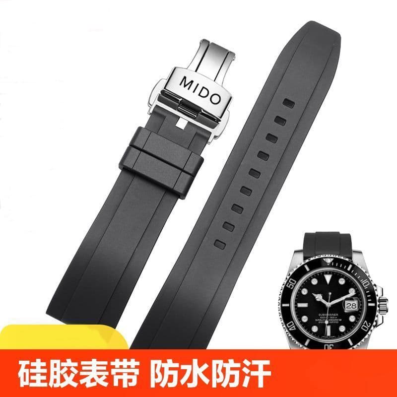 สายรัดทดแทนซิลิโคนสําหรับนาฬิกา Mido, 20 มม. 22 มม. เข้ากันได้กับ Ocean Star, Multifort TV, Baroncelli,…