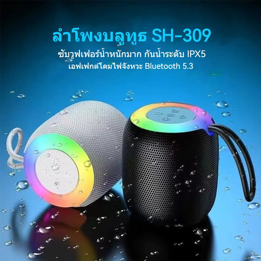 ลําโพงไร้สายสําหรับพกพาเสียง 3D เบสแน่นพลังสูง รุ่นกระทัดรัดสําหรับที่บ้านหรือไปเที่ยว