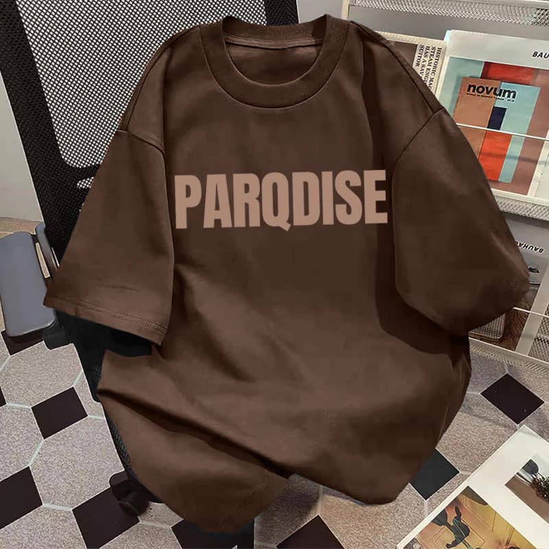 TEE·SHOP🍀 เสื้อยืด Oversize ลาย 'PARQDISE' สไตล์เกาหลี เท่ห์มาก ใส่ได้ทั้งชายหญิง ผ้านุ่มสบายตัวทั้งวัน…