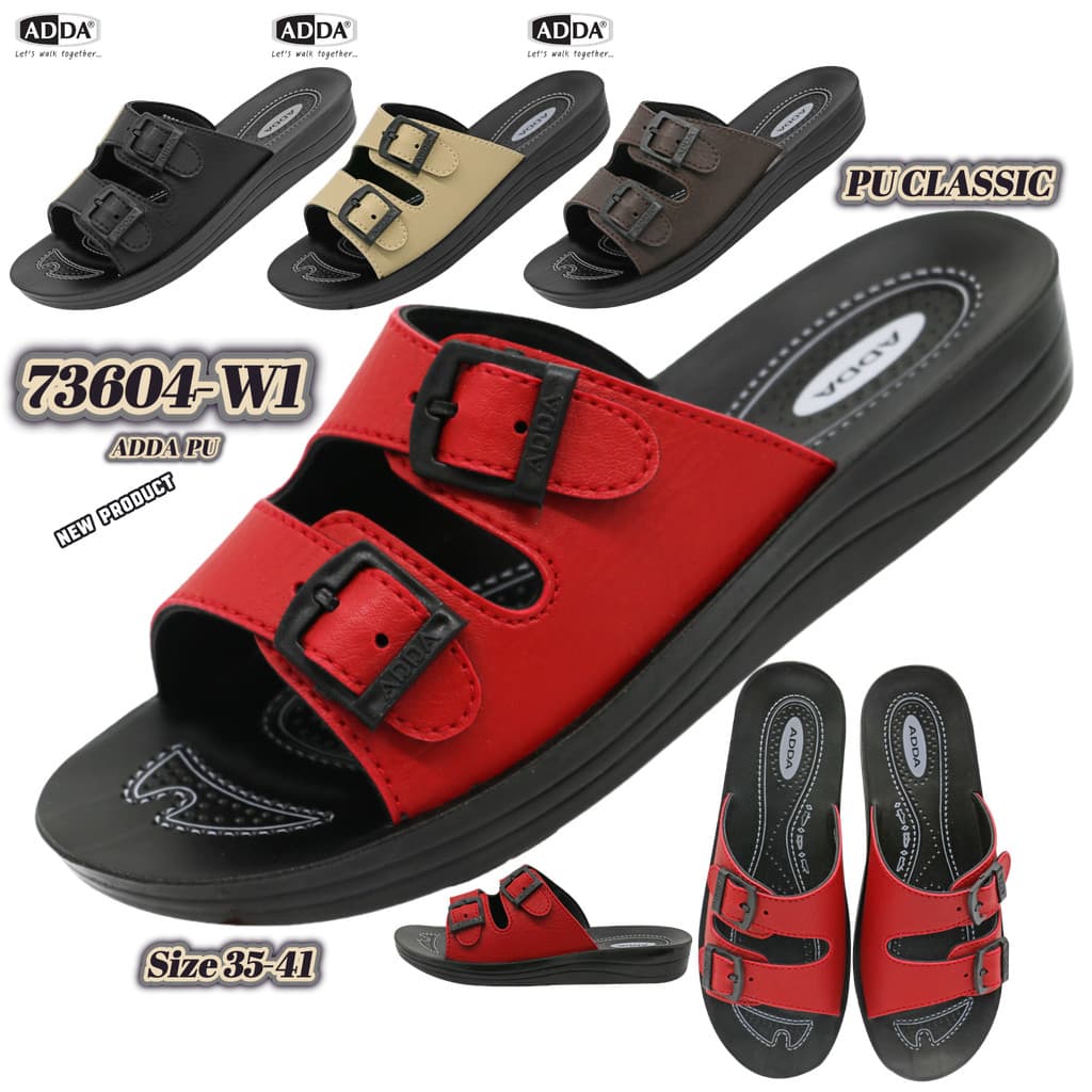 รองเท้าแตะ ADDA 73604 (SIZE 35-41) วัสดุ PU พรีเมียม หน้า 2 ตอน สายปรับกระชับได้ พื้นกันลื่น