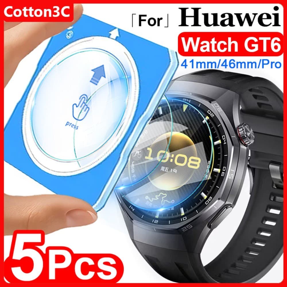1-5 ชิ้นติดตั้งง่ายกระจกนิรภัยสําหรับนาฬิกา Huawei GT6 GT5 41 มม./46 มม.ป้องกันหน้าจอสําหรับนาฬิกา Huawei…