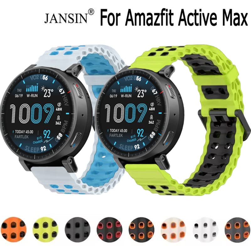 สายรัดซิลิโคนอ่อนนุ่ม สําหรับ Amazfit Active Max สายนาฬิกาสไตล์รูระบายอากาศ