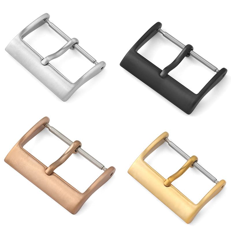 12-22 มม.Matteนาฬิกาหัวเข็มขัด 304 สแตนเลสแปรง Matte Pin Buckle Clasp สําหรับหนังยางซิลิโคนสายนาฬิกาหัวเข็มขัด…