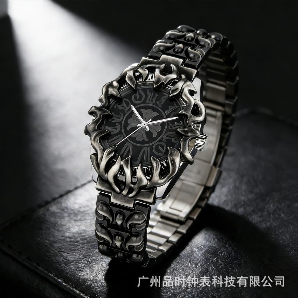 PINTIME Millennium Alien Claw นาฬิกาผู้ชาย Vintage Y2K Chrome Iris ดอกไม้สไตล์ยุโรปและอเมริกาแฟชั่นผู้ชายกีฬาน…
