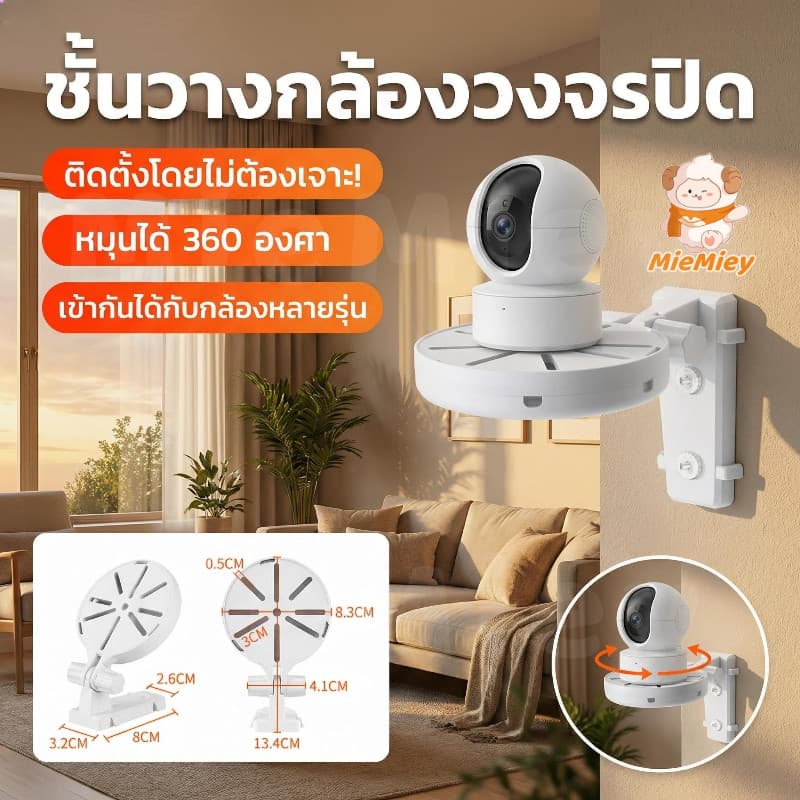 ที่ยึดกล้องวงจรปิด ติดผนังไม่ต้องเจาะ 360 องศา หมุนได้ ติดตั้งง่าย