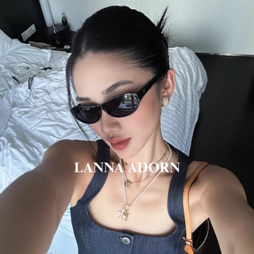 LA 💙COD พร้อมส่ง💙 แว่นกันแดดแฟชั่น ทรงวงรี ผสมแคทอาย ลุควินเทจ สไตล์ยุโรปอเมริกัน สายฝอ เซ็กซี่มีสไตล์…