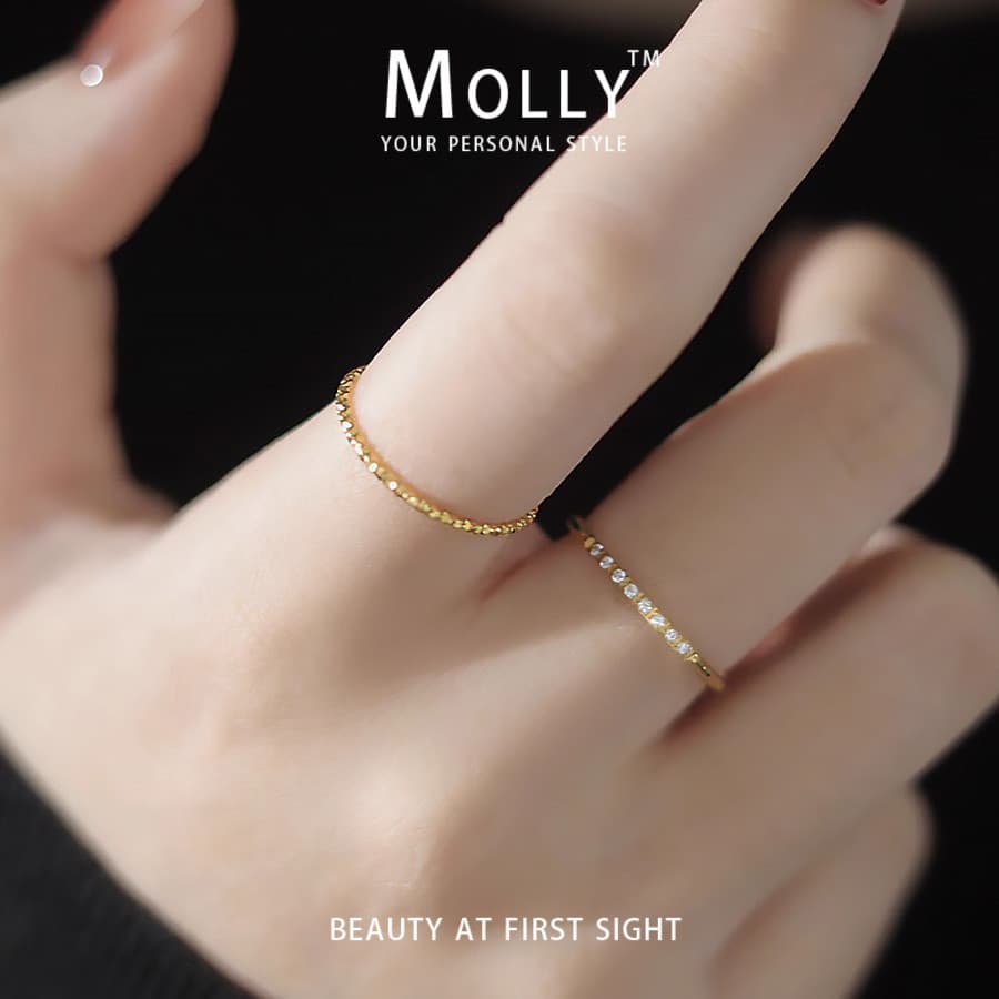 สแตนเลส Tiny Zirconia หินเรียวแหวนผู้หญิง Non Tarnish Gold Plated Hypoallergenic Minimalist Non Fade…