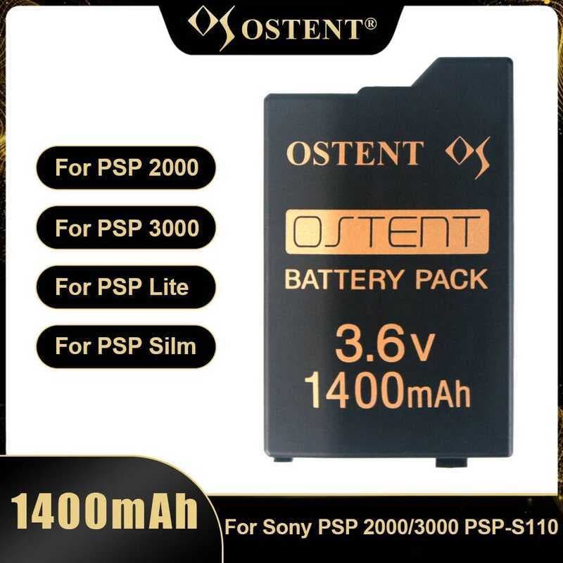 OSTENT แบตเตอรี่ลิเธียมแบบชาร์จได้ 3.6V 1400mAh 1800mAh ความจุจริงสําหรับ Sony PSP 2000/3000 PSP-S110