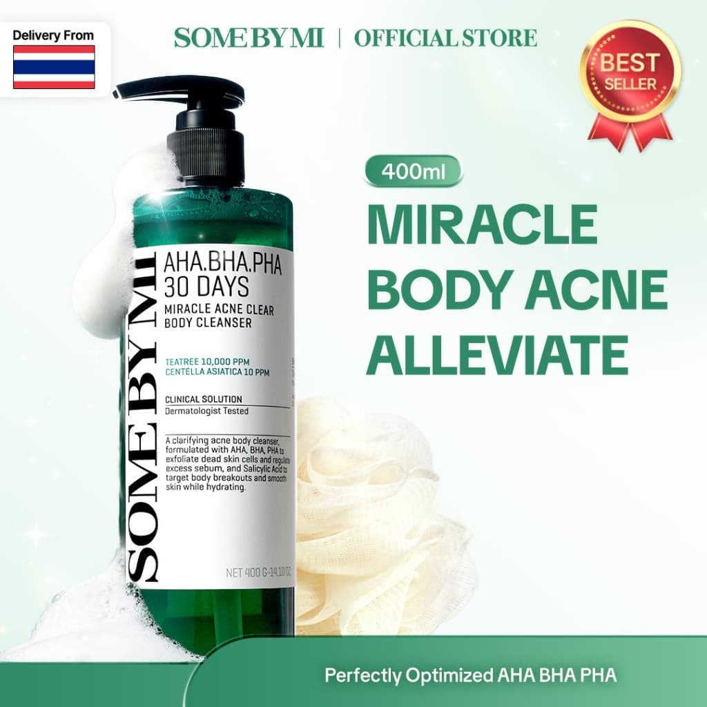 SOME BY MI AHA.BHA.PHA 30 Days Miracle Acne Clear Body Cleanser [400g], การดูแลสิวที่หลัง,…