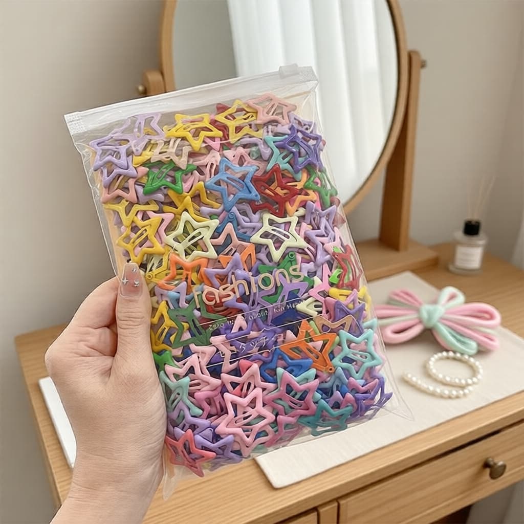 กิ๊บติดผมลายดาวหลากสีสําหรับเด็ก 50 ชิ้น แฟชั่นกิ๊บติดผมหน้าม้าด้านข้างสําหรับเด็กผู้หญิง อุปกรณ์ตกแต่งผม