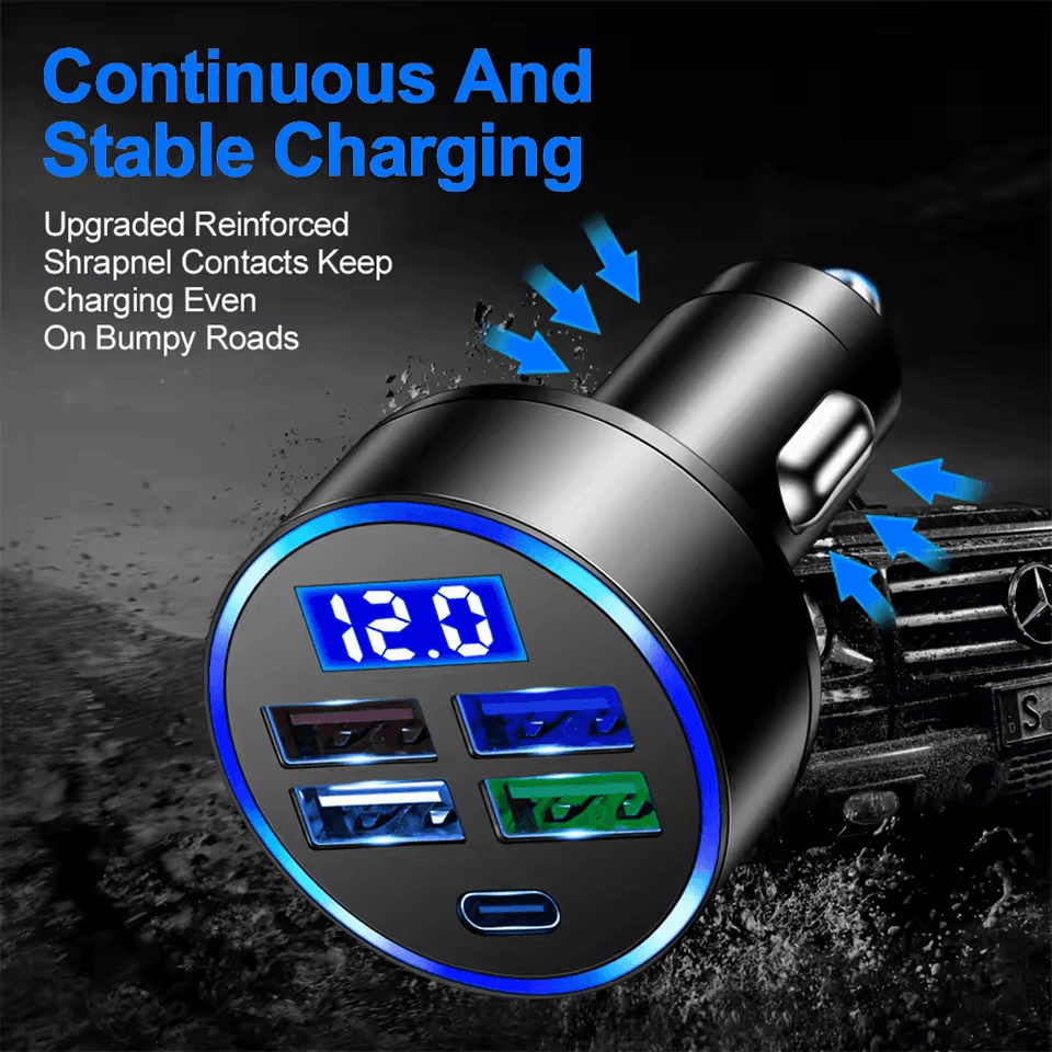 5-Port Fast Phone Charger 3.1A USB Car Adapter Fast Charging สําหรับ iPhone Xiaomi Huawei Samsung