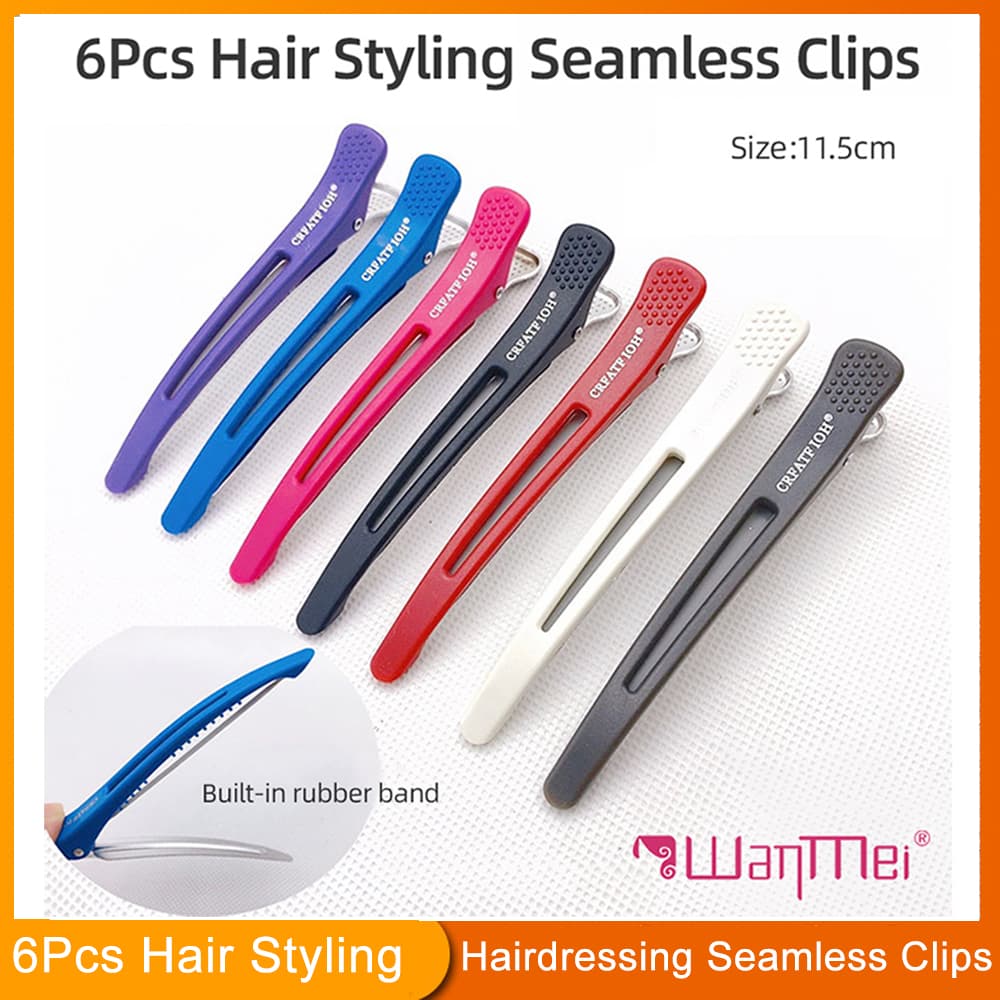 หกชิ้น Hairpins คลิปพาร์ทิชันลื่น Duckbill คลิปตัดผมทรงผม Fixing แต่งหน้าล้างหน้า Bangs Clipping