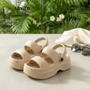 Lovito ลําลองสีพื้น6 ซม.เพิ่มสายรัดคู่ Eva Antislip การเดินทางรองเท้าแตะแบนสําหรับผู้หญิง LFA59260