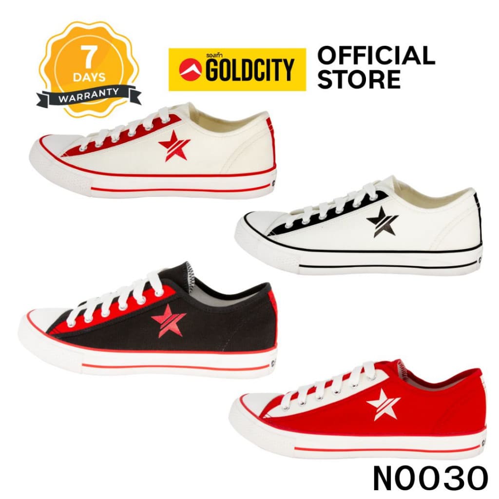 GOLDCITY รองเท้าผ้าใบ แฟชั่น แบบผูกเชือก UNISEX ใส่สบาย น้ําหนักเบา กันลื่น (37-45) รุ่น NO030