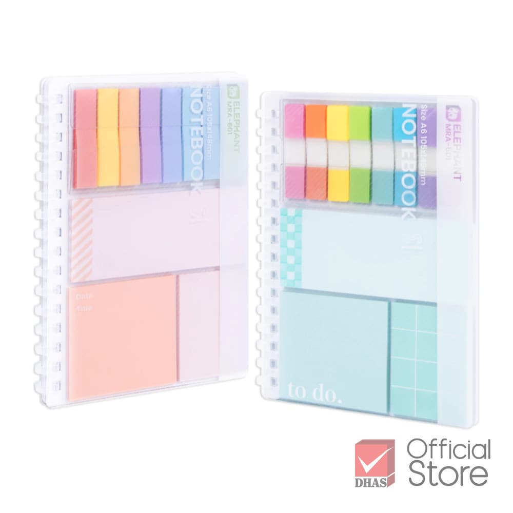 Elephant สมุดโน้ต สมุดสันห่วงพลาสติก A6 รุ่น Mellow Ring หนา 80 แกรม (คละสี) – จํานวน 1 เล่ม (30 แผ่น)