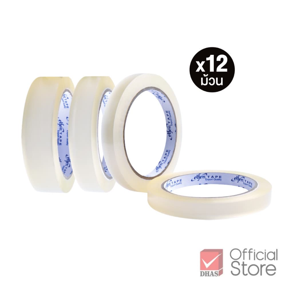 Elfen เทป เทปใส แกน 3 นิ้ว 72 หลา จํานวน 12 ม้วน