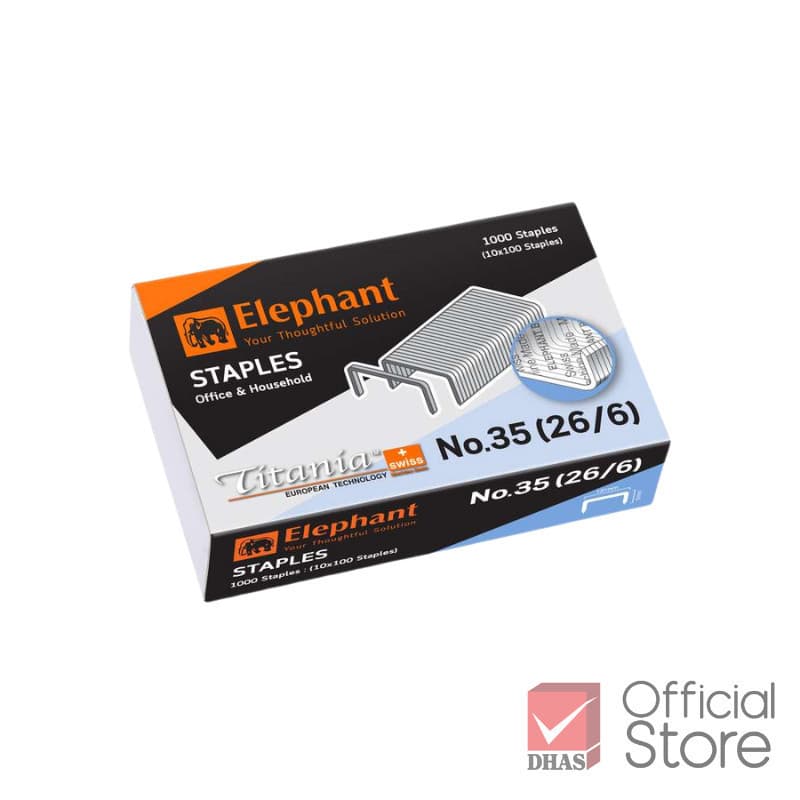 Elephant ลวดเย็บกระดาษ ไททาเนีย No.35 (26/6) จํานวน 1 กล่อง รูปที่ 1