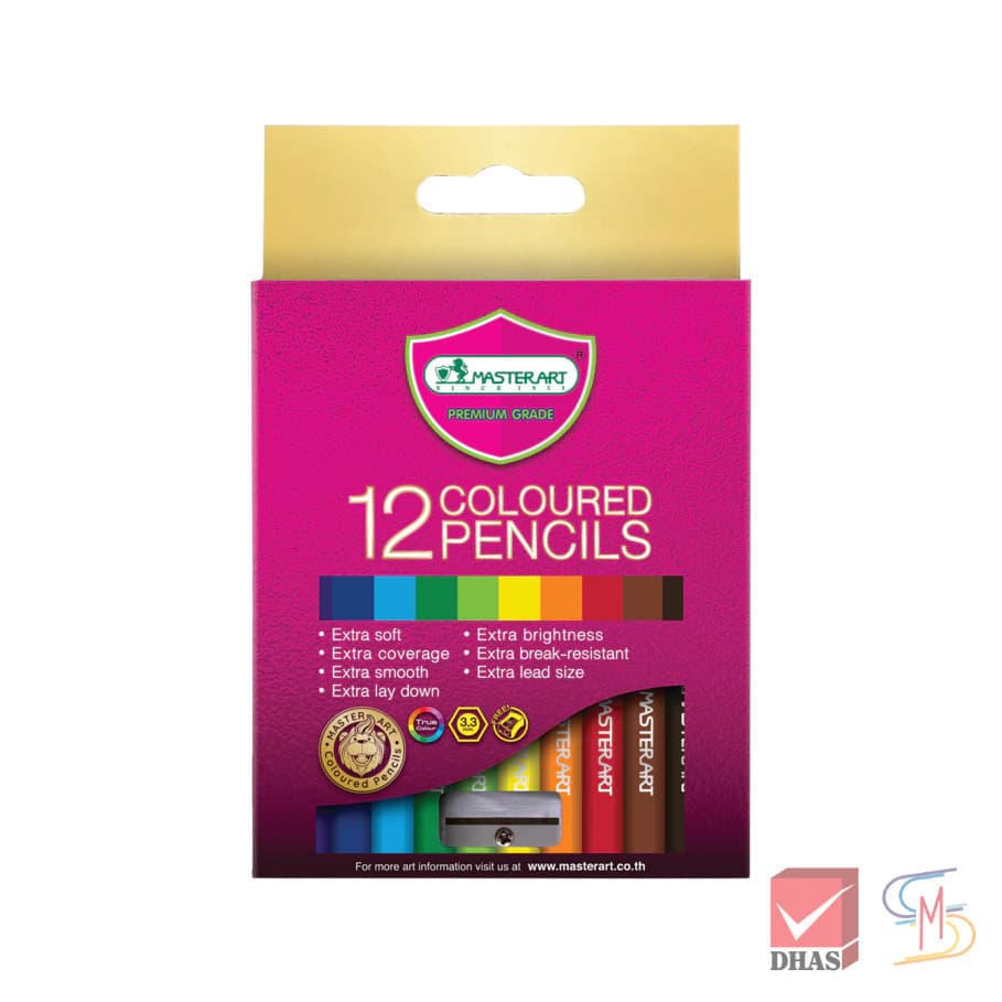 Master Art มาสเตอร์อาร์ต สีไม้ ดินสอสี แท่งสั้น 12 สี จํานวน 1 กล่อง
