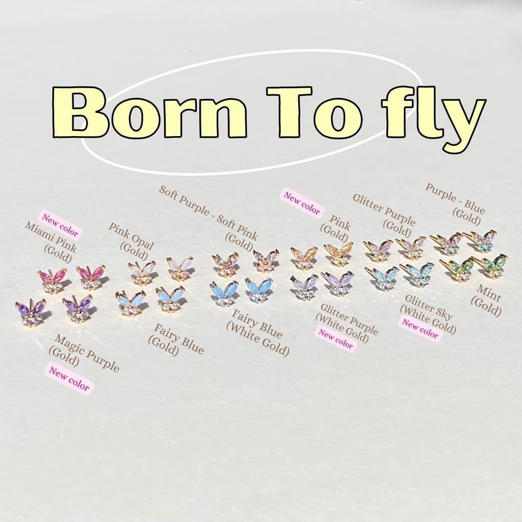 ต่างหู Born to fly (ของแท้ วัสดุอย่างดี ก้านเงินS925 ขายเป็นคู่) - The Green Box รูปที่ 1