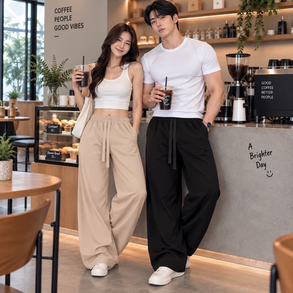 AMTAR Long Pants กางเกงขายาว ทรงกระบอก เอวยางยืด | ผ้าไหมอิตาลี นิ่ม ลื่น พริ้ว สวมใส่สบายๆ