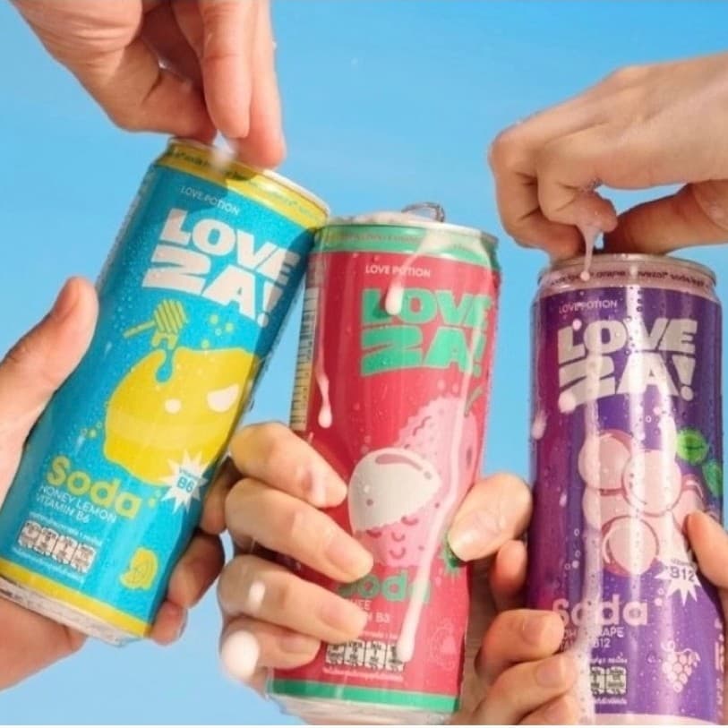 🍇🍋LOVEZA “พร้อมส่ง”[ แพ็ค X6 ] เลิฟซ่า - โซดาผลไม้ ของ Love Potion | มี 3 รสชาติ (องุ่นเคียวโฮ,…