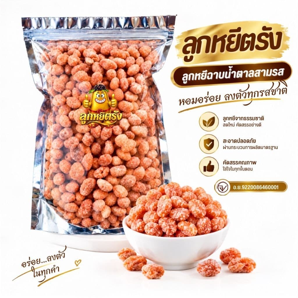 ลูกหยีฉาบน้ําตาลสามรส ลูกหยีตรัง รสชาติ หวาน เปรี้ยว เผ็ดนิดๆ อร่อยลงตัวในทุกคํา (สินค้ามี อ.ย.) ขนาด 500 กรัม